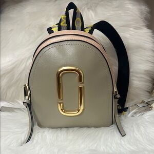 Marc Jacobs Beige and Pink Backpack with Gold Accents